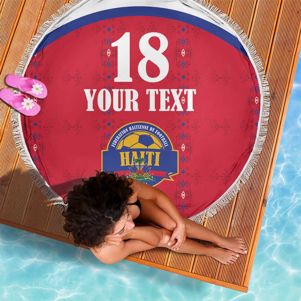 Custom Haiti Football Beach Blanket Les Grenadiers Veve Haitian Vodou Red Version - Wonder Print Shop