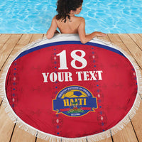 Custom Haiti Football Beach Blanket Les Grenadiers Veve Haitian Vodou Red Version - Wonder Print Shop