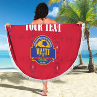 Custom Haiti Football Beach Blanket Les Grenadiers Veve Haitian Vodou Red Version - Wonder Print Shop