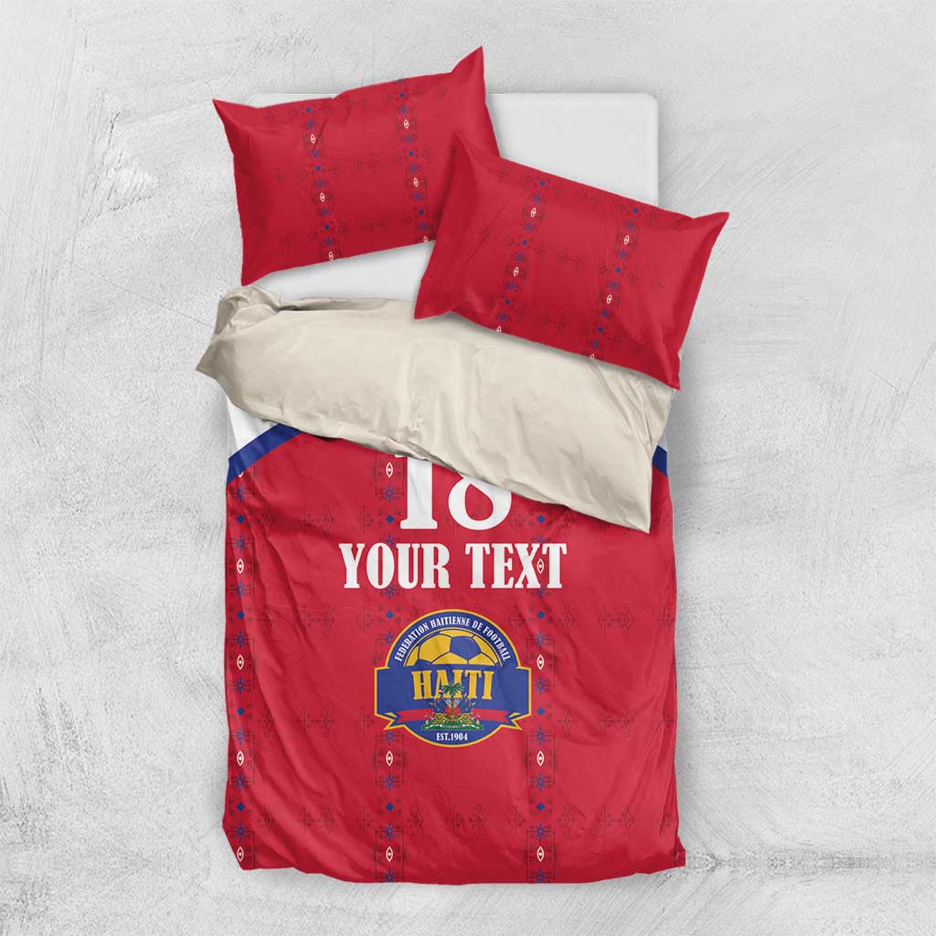 Custom Haiti Football Bedding Set Les Grenadiers Veve Haitian Vodou Red Version - Wonder Print Shop