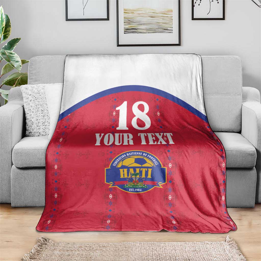Custom Haiti Football Blanket Les Grenadiers Veve Haitian Vodou Red Version - Wonder Print Shop