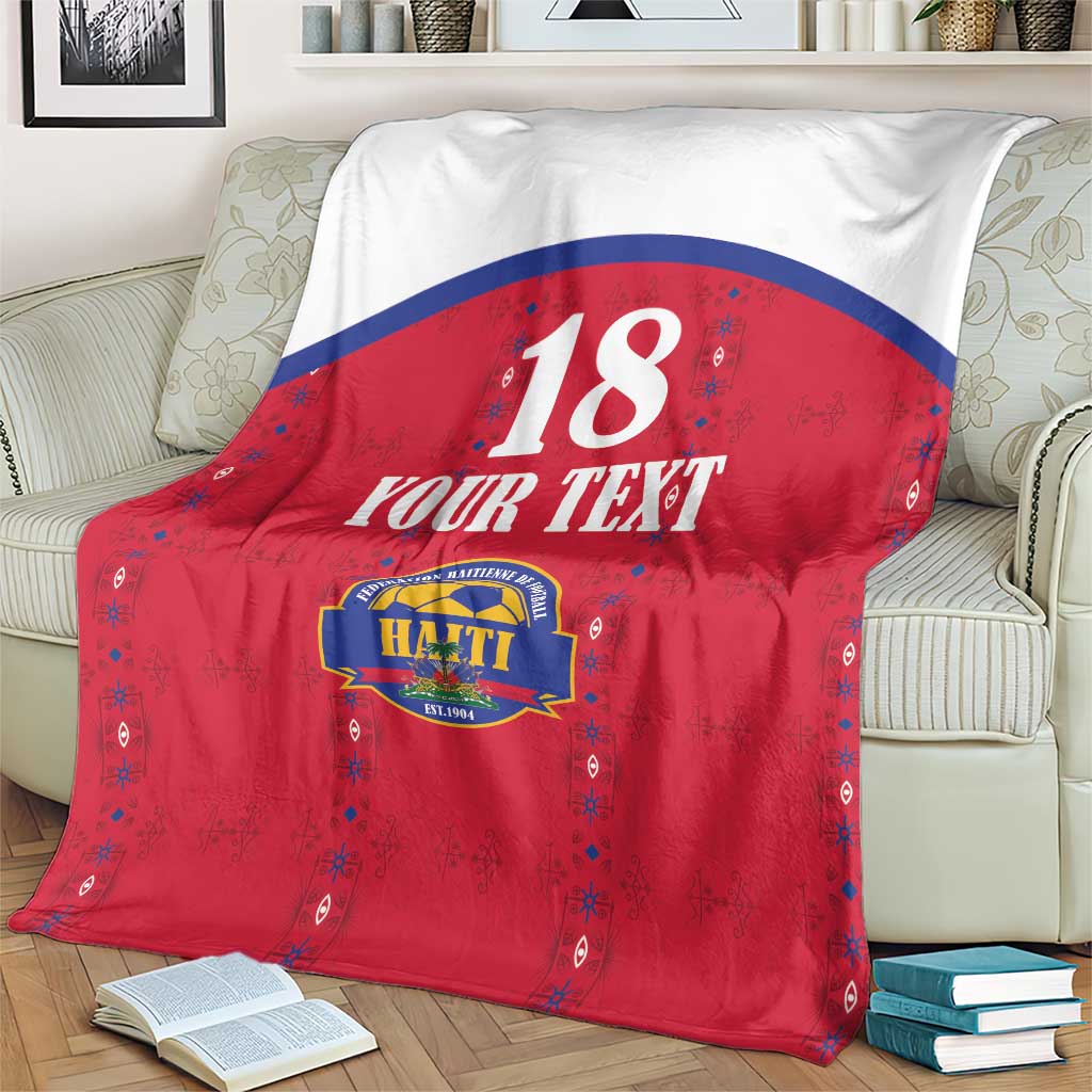 Custom Haiti Football Blanket Les Grenadiers Veve Haitian Vodou Red Version - Wonder Print Shop