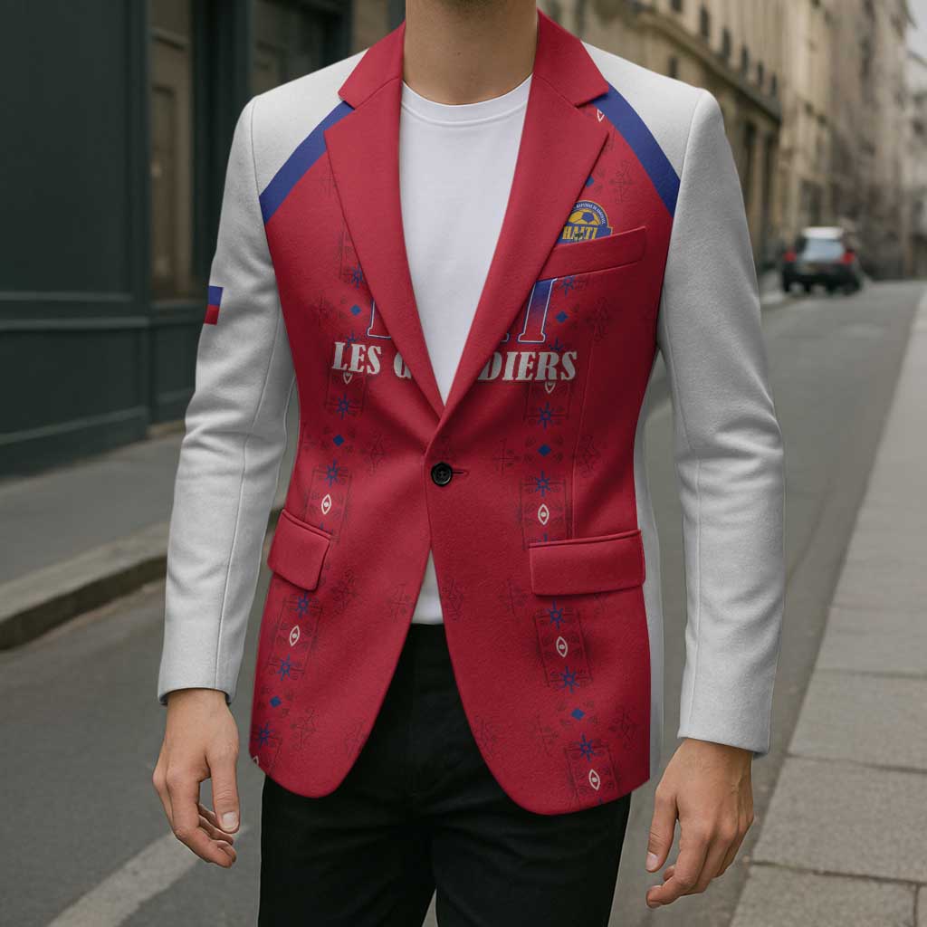 Custom Haiti Football Blazer Les Grenadiers Veve Haitian Vodou Red Version - Wonder Print Shop