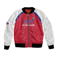 Custom Haiti Football Bomber Jacket Les Grenadiers Veve Haitian Vodou Red Version - Wonder Print Shop