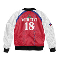 Custom Haiti Football Bomber Jacket Les Grenadiers Veve Haitian Vodou Red Version - Wonder Print Shop