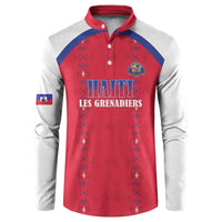 Custom Haiti Football Button Sweatshirt Les Grenadiers Veve Haitian Vodou Red Version - Wonder Print Shop