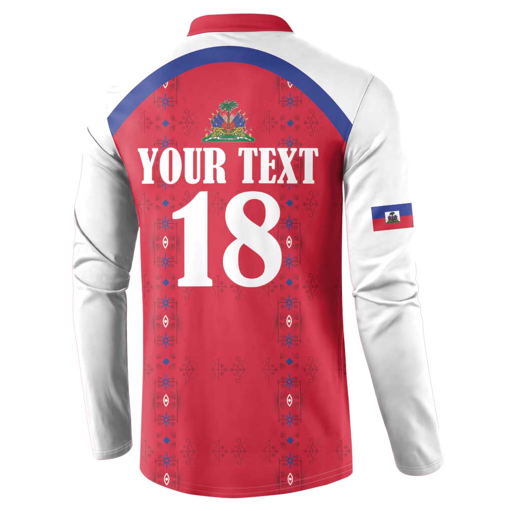 Custom Haiti Football Button Sweatshirt Les Grenadiers Veve Haitian Vodou Red Version - Wonder Print Shop