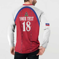 Custom Haiti Football Button Sweatshirt Les Grenadiers Veve Haitian Vodou Red Version - Wonder Print Shop