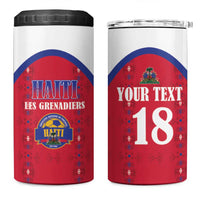 Custom Haiti Football 4 in 1 Can Cooler Tumbler Les Grenadiers Veve Haitian Vodou Red Version - Wonder Print Shop
