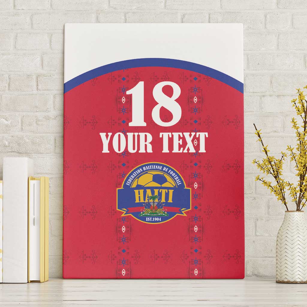 Custom Haiti Football Canvas Wall Art Les Grenadiers Veve Haitian Vodou Red Version - Wonder Print Shop