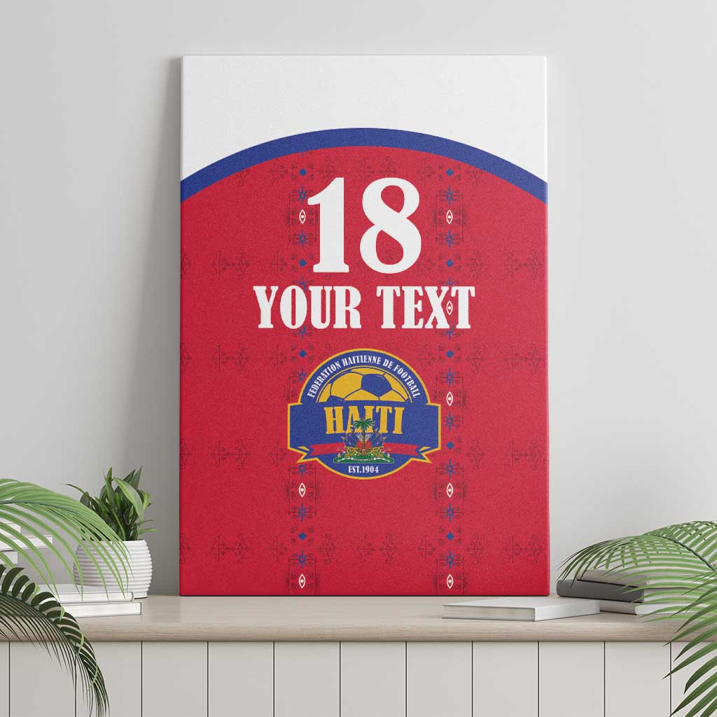 Custom Haiti Football Canvas Wall Art Les Grenadiers Veve Haitian Vodou Red Version - Wonder Print Shop