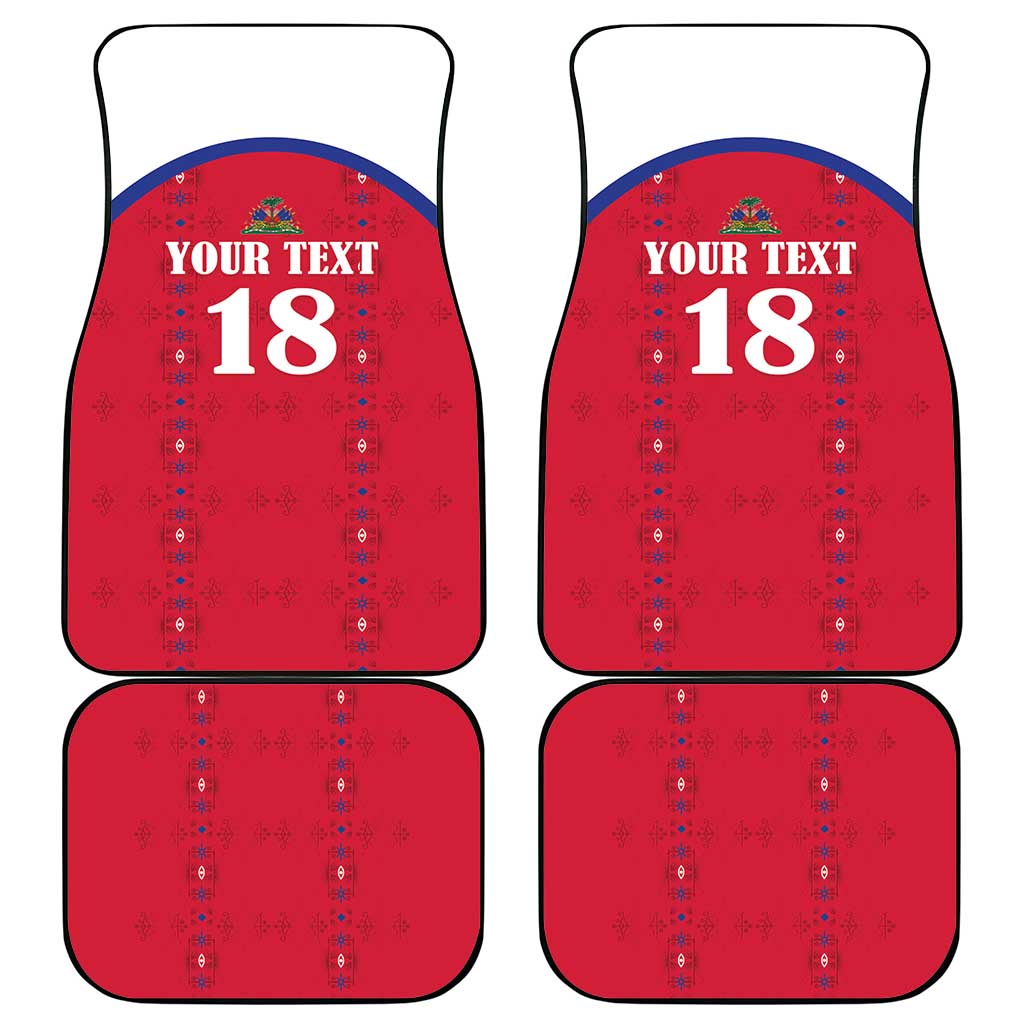 Custom Haiti Football Car Mats Les Grenadiers Veve Haitian Vodou Red Version - Wonder Print Shop