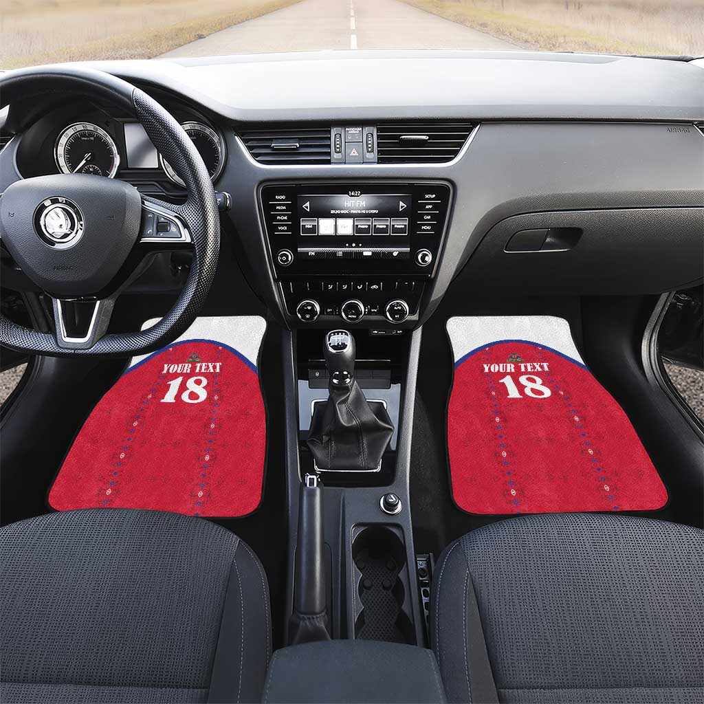 Custom Haiti Football Car Mats Les Grenadiers Veve Haitian Vodou Red Version - Wonder Print Shop