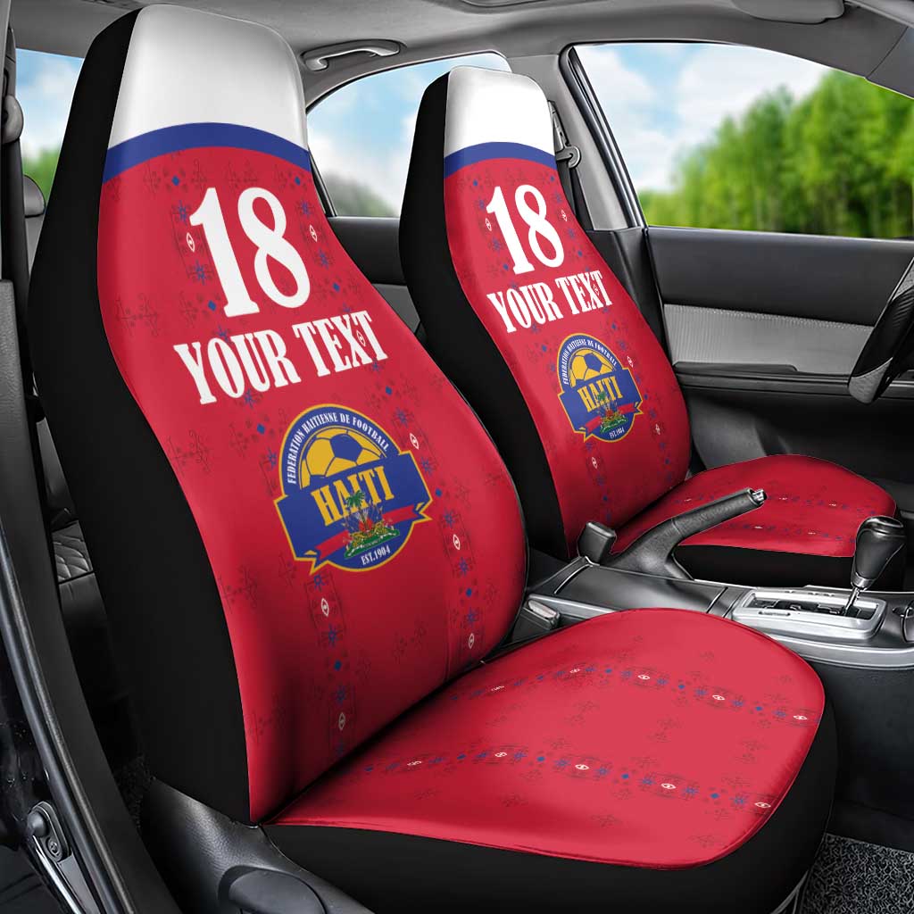 Custom Haiti Football Car Seat Cover Les Grenadiers Veve Haitian Vodou Red Version - Wonder Print Shop