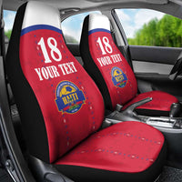 Custom Haiti Football Car Seat Cover Les Grenadiers Veve Haitian Vodou Red Version - Wonder Print Shop