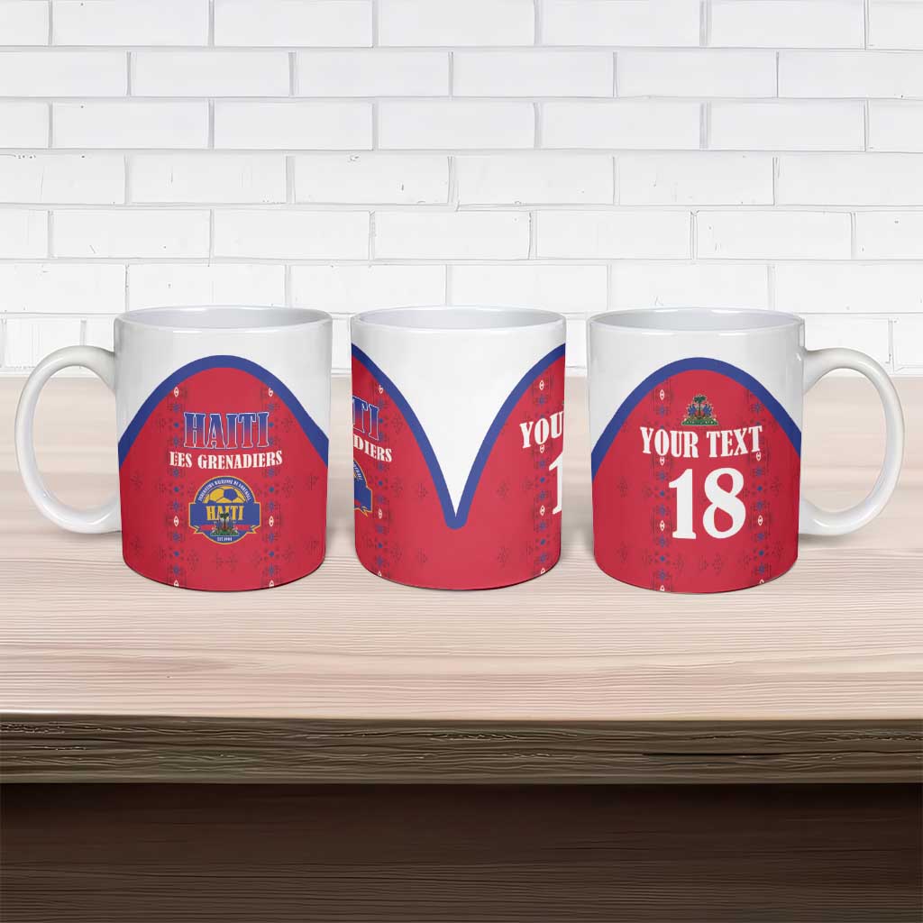 Custom Haiti Football Ceramic Mug Les Grenadiers Veve Haitian Vodou Red Version - Wonder Print Shop