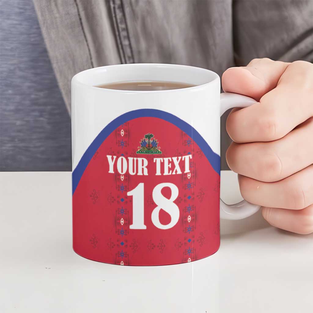 Custom Haiti Football Ceramic Mug Les Grenadiers Veve Haitian Vodou Red Version - Wonder Print Shop