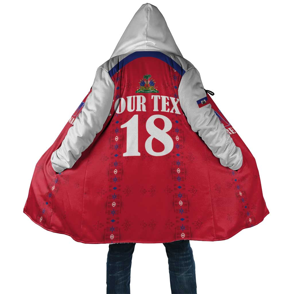 Custom Haiti Football Cloak Les Grenadiers Veve Haitian Vodou Red Version - Wonder Print Shop