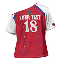 Custom Haiti Football Cross Shoulder Shirt Les Grenadiers Veve Haitian Vodou Red Version - Wonder Print Shop