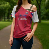 Custom Haiti Football Cross Shoulder Shirt Les Grenadiers Veve Haitian Vodou Red Version - Wonder Print Shop