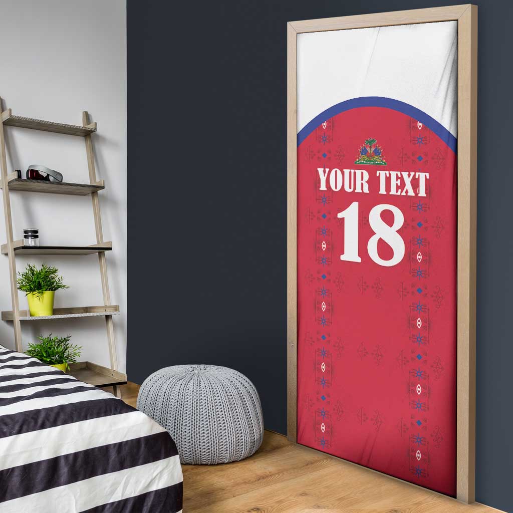 Custom Haiti Football Door Cover Les Grenadiers Veve Haitian Vodou Red Version - Wonder Print Shop