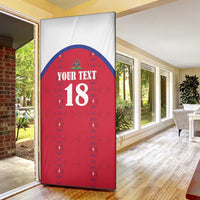 Custom Haiti Football Door Cover Les Grenadiers Veve Haitian Vodou Red Version - Wonder Print Shop