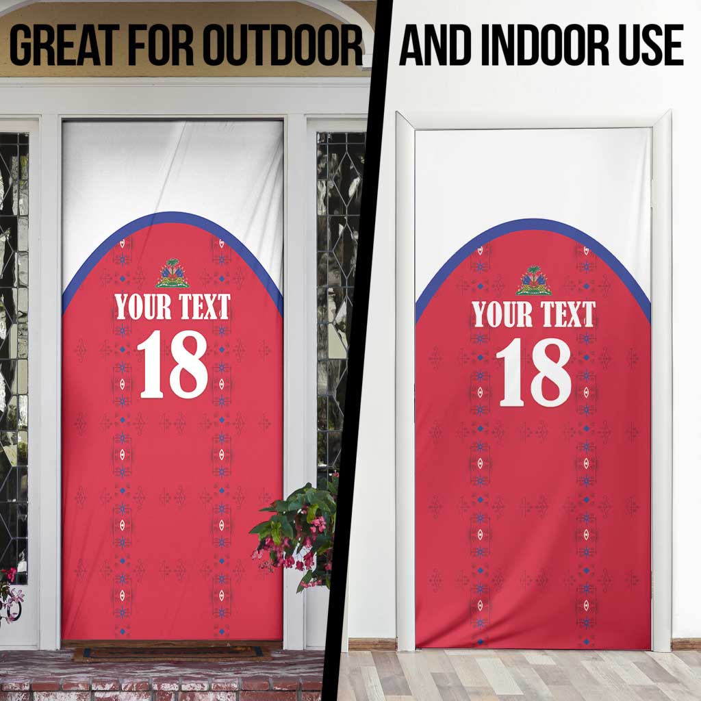 Custom Haiti Football Door Cover Les Grenadiers Veve Haitian Vodou Red Version - Wonder Print Shop