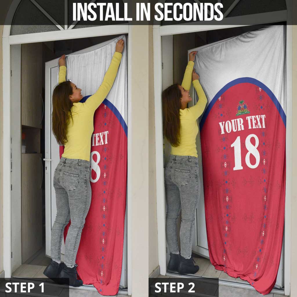 Custom Haiti Football Door Cover Les Grenadiers Veve Haitian Vodou Red Version - Wonder Print Shop