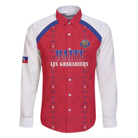 Custom Haiti Football Family Matching Long Sleeve Bodycon Dress and Hawaiian Shirt Les Grenadiers Veve Haitian Vodou Red Version - Wonder Print Shop