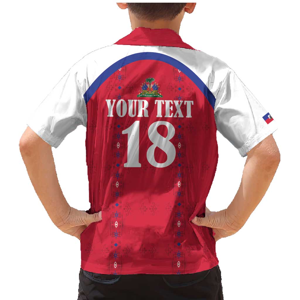 Custom Haiti Football Family Matching Mermaid Dress and Hawaiian Shirt Les Grenadiers Veve Haitian Vodou Red Version - Wonder Print Shop