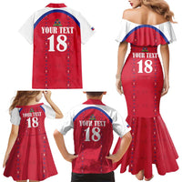 Custom Haiti Football Family Matching Mermaid Dress and Hawaiian Shirt Les Grenadiers Veve Haitian Vodou Red Version - Wonder Print Shop
