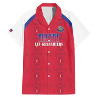 Custom Haiti Football Family Matching Mermaid Dress and Hawaiian Shirt Les Grenadiers Veve Haitian Vodou Red Version - Wonder Print Shop