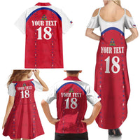 Custom Haiti Football Family Matching Summer Maxi Dress and Hawaiian Shirt Les Grenadiers Veve Haitian Vodou Red Version - Wonder Print Shop