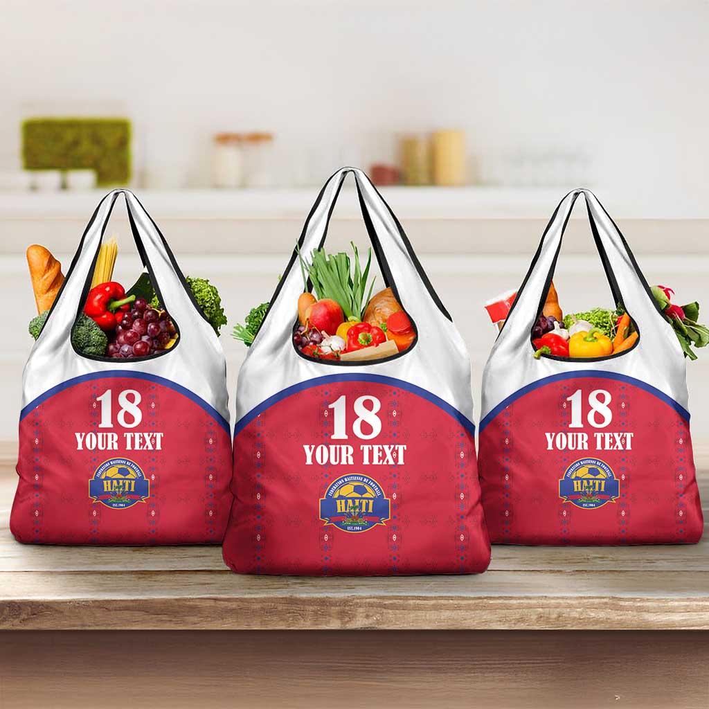 Custom Haiti Football Grocery Bag Les Grenadiers Veve Haitian Vodou Red Version - Wonder Print Shop