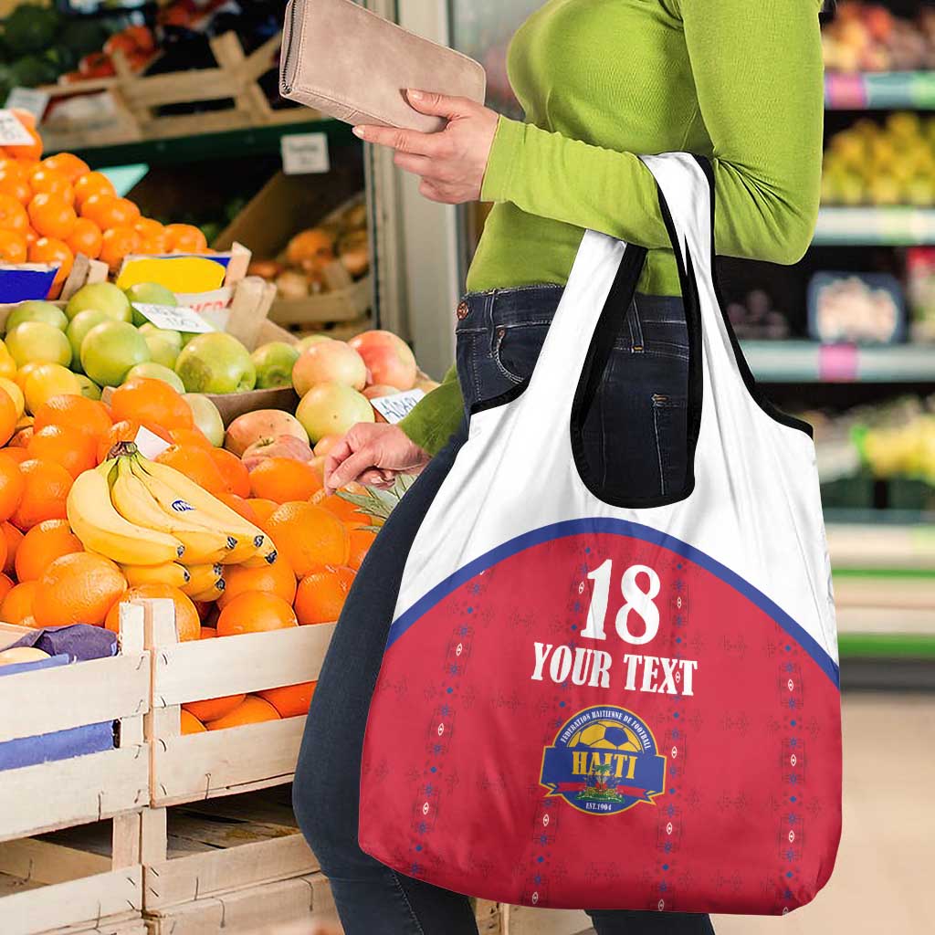Custom Haiti Football Grocery Bag Les Grenadiers Veve Haitian Vodou Red Version - Wonder Print Shop