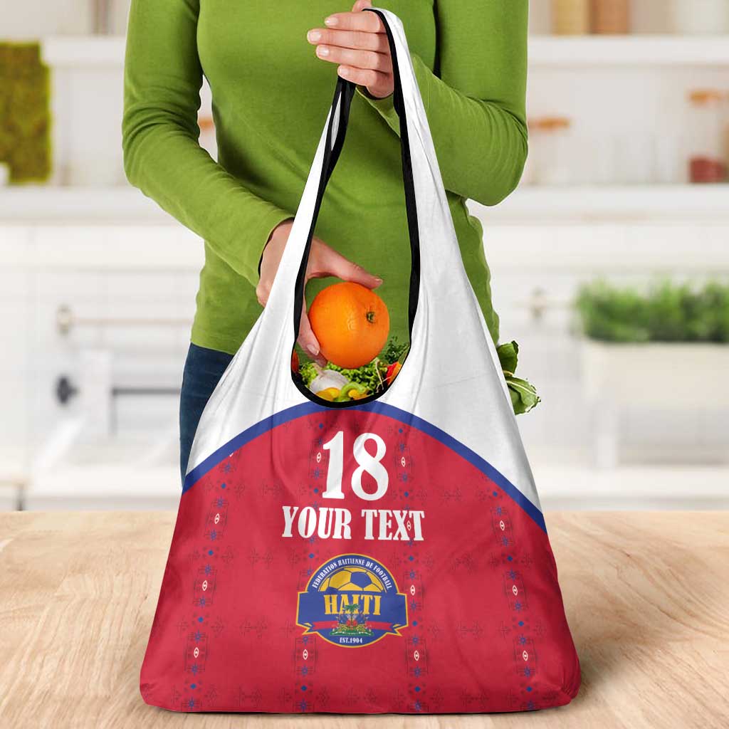 Custom Haiti Football Grocery Bag Les Grenadiers Veve Haitian Vodou Red Version - Wonder Print Shop