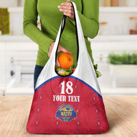 Custom Haiti Football Grocery Bag Les Grenadiers Veve Haitian Vodou Red Version - Wonder Print Shop