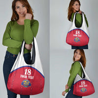 Custom Haiti Football Grocery Bag Les Grenadiers Veve Haitian Vodou Red Version - Wonder Print Shop