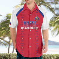 Custom Haiti Football Hawaiian Shirt Les Grenadiers Veve Haitian Vodou Red Version - Wonder Print Shop