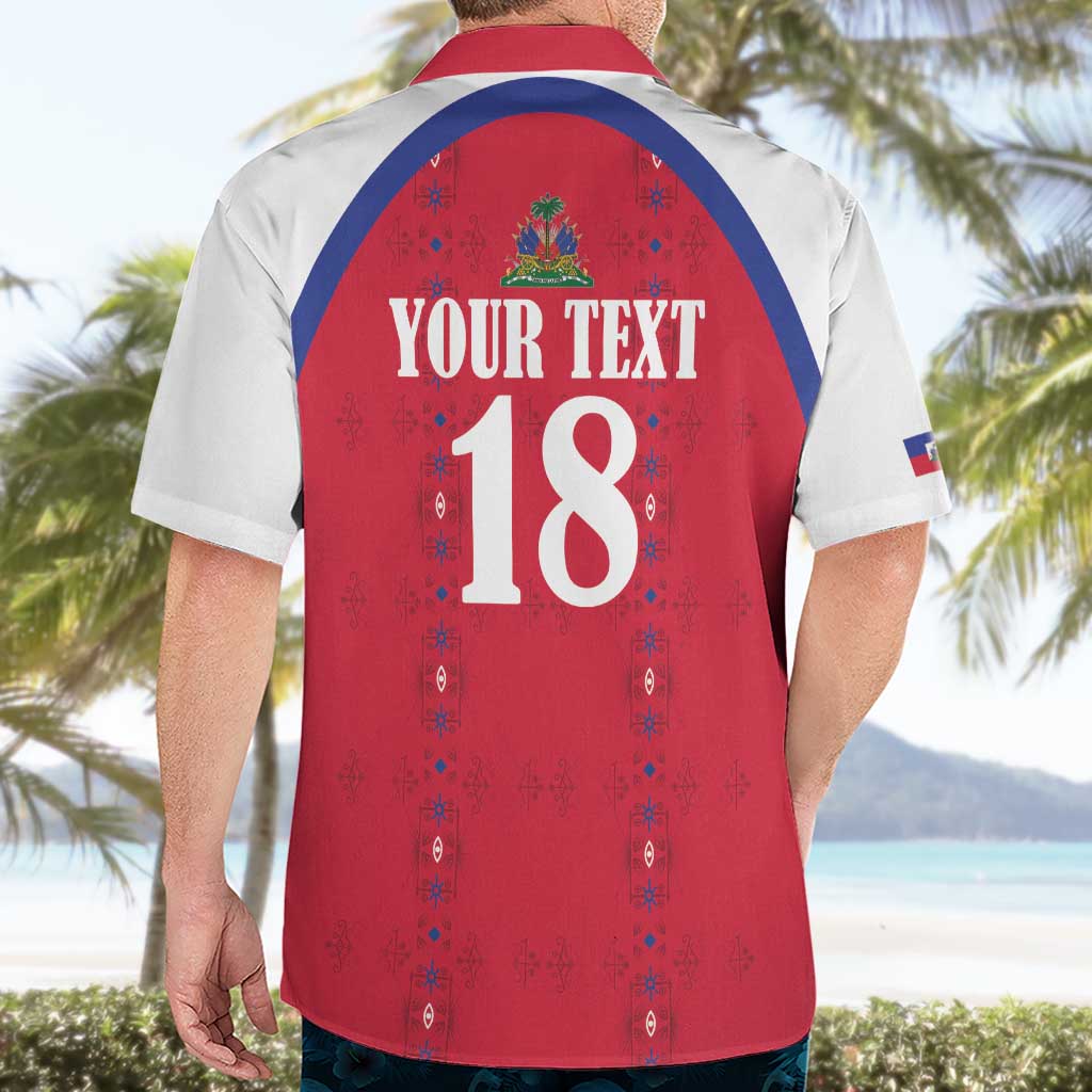 Custom Haiti Football Hawaiian Shirt Les Grenadiers Veve Haitian Vodou Red Version - Wonder Print Shop