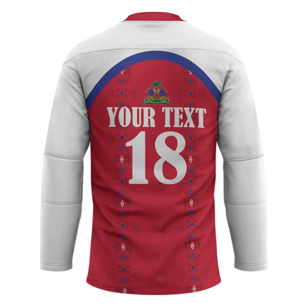 Custom Haiti Football Hockey Jersey Les Grenadiers Veve Haitian Vodou Red Version - Wonder Print Shop