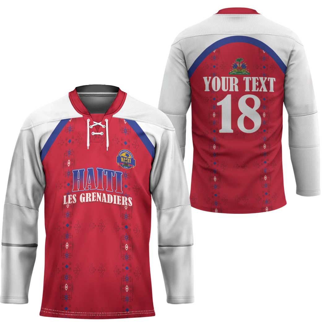 Custom Haiti Football Hockey Jersey Les Grenadiers Veve Haitian Vodou Red Version - Wonder Print Shop