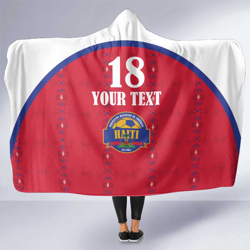 Custom Haiti Football Hooded Blanket Les Grenadiers Veve Haitian Vodou Red Version - Wonder Print Shop