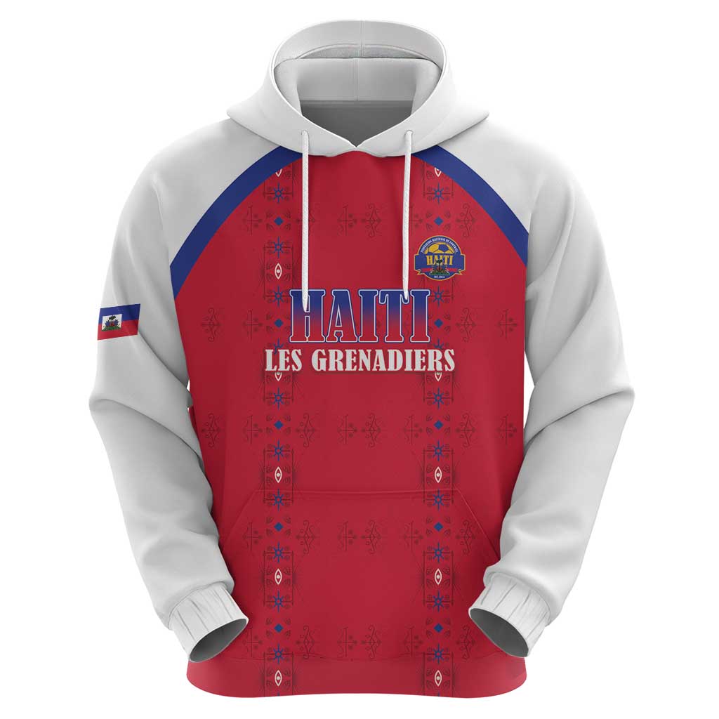Custom Haiti Football Hoodie Les Grenadiers Veve Haitian Vodou Red Version - Wonder Print Shop