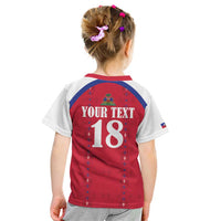 Custom Haiti Football Kid T Shirt Les Grenadiers Veve Haitian Vodou Red Version - Wonder Print Shop