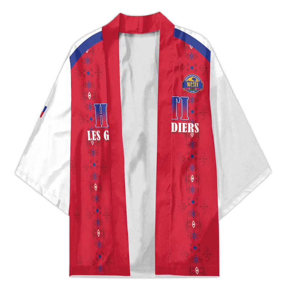 Custom Haiti Football Kimono Les Grenadiers Veve Haitian Vodou Red Version - Wonder Print Shop