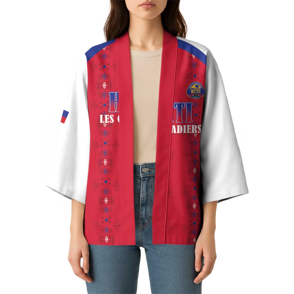 Custom Haiti Football Kimono Les Grenadiers Veve Haitian Vodou Red Version - Wonder Print Shop
