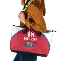 Custom Haiti Football Leather Tote Bag Les Grenadiers Veve Haitian Vodou Red Version - Wonder Print Shop