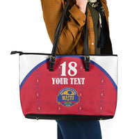 Custom Haiti Football Leather Tote Bag Les Grenadiers Veve Haitian Vodou Red Version - Wonder Print Shop