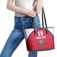 Custom Haiti Football Leather Tote Bag Les Grenadiers Veve Haitian Vodou Red Version - Wonder Print Shop